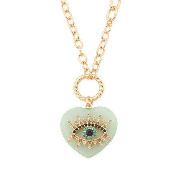 Kurt Geiger Heart With Gold Blue Evil Eye Pendant BNWT 16" To 18" Chain PL Ms - Picture 1 of 7